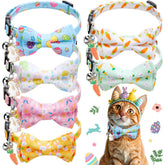 Hsei Easter cat collar with bow and bell on egg pattern, festive and cute