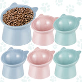 Hsei raised cat bowls showing a 15-degree tilt for comfortable eating