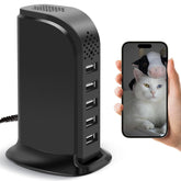 HSKAH wireless charger camera front view for discreet home monitoring.
