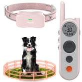 Htcuto wireless dog fence front view showing compact containment in the yard.