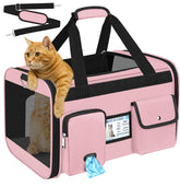 HUANLANG soft-sided carrier with four mesh windows for improved airflow during travel
