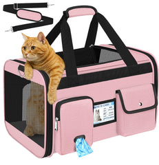 HUANLANG soft-sided carrier with four mesh windows for improved airflow during travel