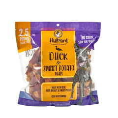 Hubert Premium Duck & Sweet Potato Wraps bag front view with premium ingredients for dogs