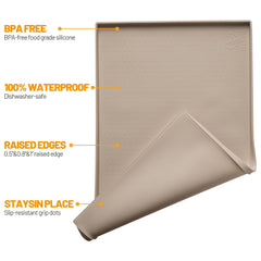 Hubulk mat features anti-slip surface to keep bowls steady during meals.