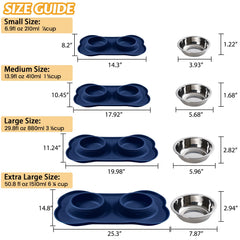 Hubulk navy blue bowls on a non-slip base stay in place while eating.