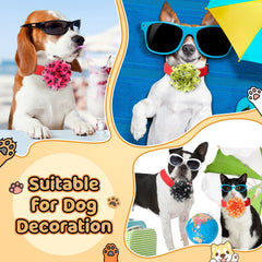 Huhumy paw print dog collar flowers accessory enhances party look for small pets.