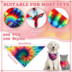 Huhumy tie-dye pattern dog bandana highlights playful style during walks.