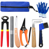 Huimpet 8-inch farrier kit image showing a complete hoof care set for multiple species