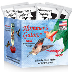 Hummers Galore ready-to-mix nectar packets for quick, mess-free hummingbird feeding
