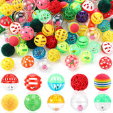 Hungdao 100pcs cat toy balls with bells in mixed colors for daily play and chasing.