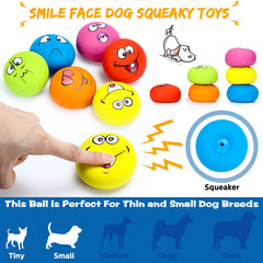 Hungdao colorful dog toy pack with six colors and expressive faces to spark attention.