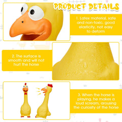 Hungdao indoor outdoor squeaky chicken toy boosts engagement for horses