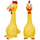 Hungdao latex squeaky chicken toy in yellow for horse training and enrichment