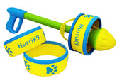 HurriK9 dog ring launcher with rings for fast outdoor fetch.