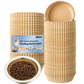 Hushee disposable pet bowl liners in khaki brown protect bowls from spills and odors.