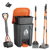 HUZSV pooper scooper 6-pack with outside trash can for fast yard cleanup