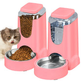 HWONMTE automatic feeder and water dispenser with 1-gallon bottles for pets.
