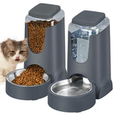 HWONMTE automatic feeder and water dispenser for pets with convenient dual servings.