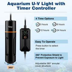Hygger 11W UV light with 360 shield protecting fish during operation