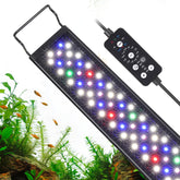Hygger 18W LED aquarium light front view with extendable brackets for 18β24 inch tanks.