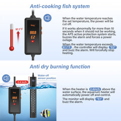 Hygger 200W suction cups for secure mounting in a fish tank.