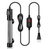 Hygger 200W submersible heater front view with digital controller for precise temp control.