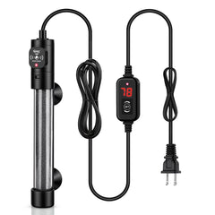 Hygger 200W submersible heater front view with digital controller for precise temp control.
