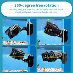 Hygger 2100GPH wave maker side angle demonstrates wide water flow coverage