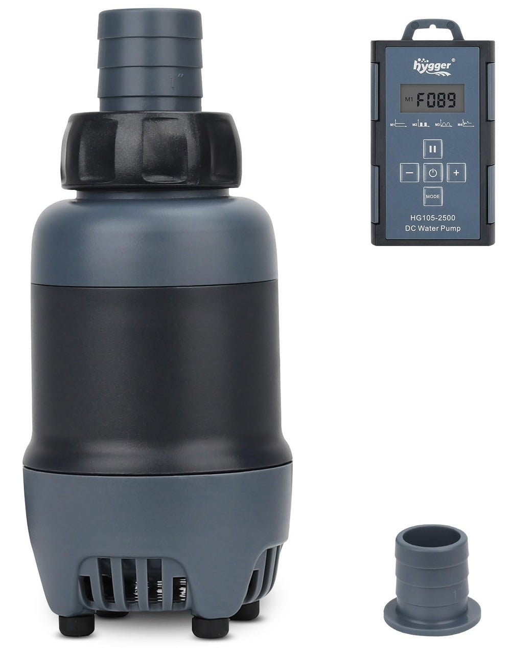 hygger 24V DC aquarium pump front view showing compact design and quiet operation