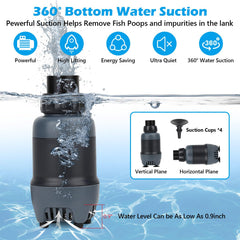 hygger 24V DC aquarium pump side view highlighting small footprint for tight spaces