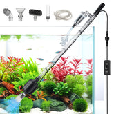 Hygger 5-in-1 cleaner in action for debris removal and water change.