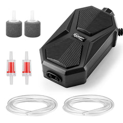 hygger aquarium air pump front view showing compact design for small tanks