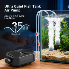 hygger aquarium air pump side view emphasizing compact footprint
