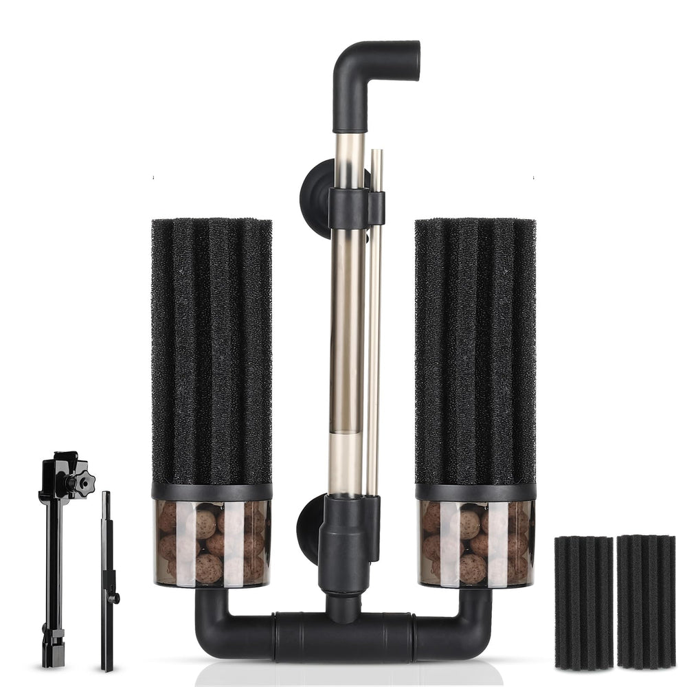 Hygger Aquarium Double Sponge Filter assembly showing complete filtration setup for tanks
