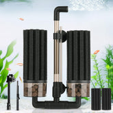 Hygger aquarium double sponge filter closeup showing filtration unit and media