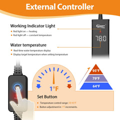 hygger ceramic heater digital display close-up showing precise temperature control