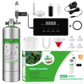 Hygger CO2 2L bottle close-up shows durable SUS304 steel for reliable aquarium CO2 supply.