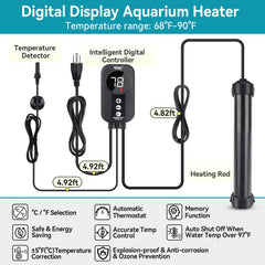 Hygger digital LED controller demonstrates precise temperature setting for easy monitoring.