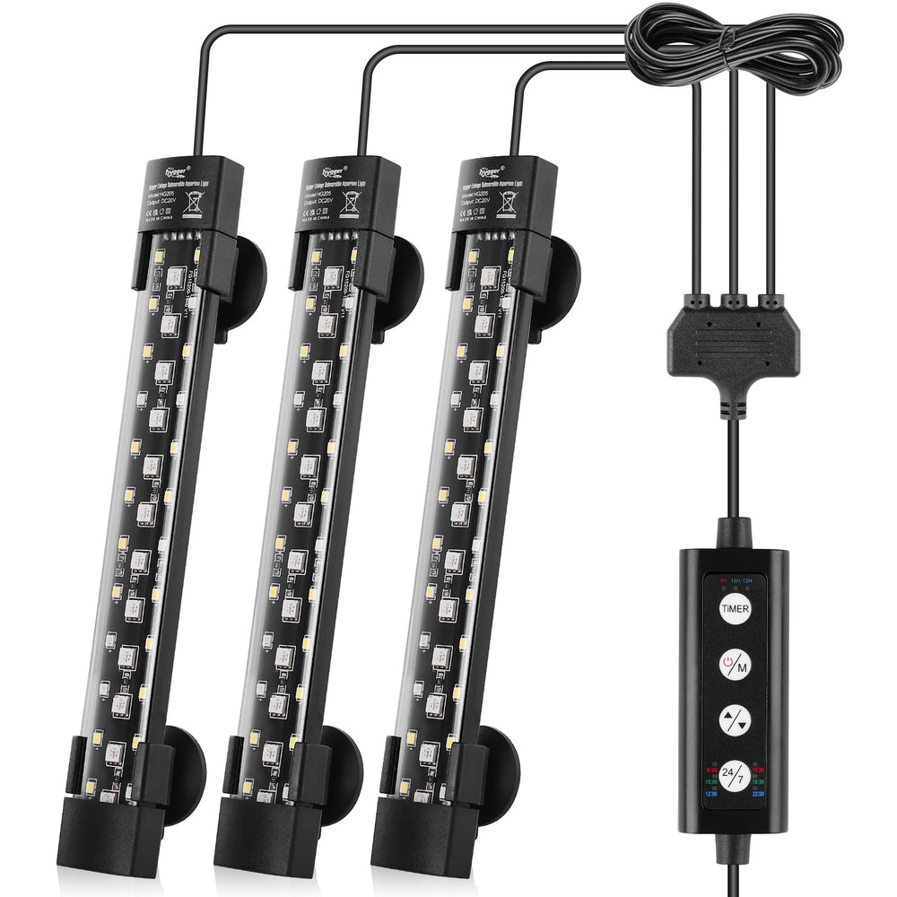 Hygger dual-channel LED light, front view, enabling natural day-night cycles for aquariums.