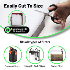 Hygger filter floss roll with 12x86 dimensions for easy cut to fit