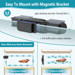 Hygger magnetic bracket secures Gyre pump to a 10mm glass tank.