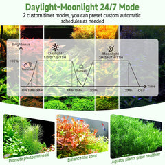 hygger LED aquarium light color-cycle showcases vibrant color options for viewing