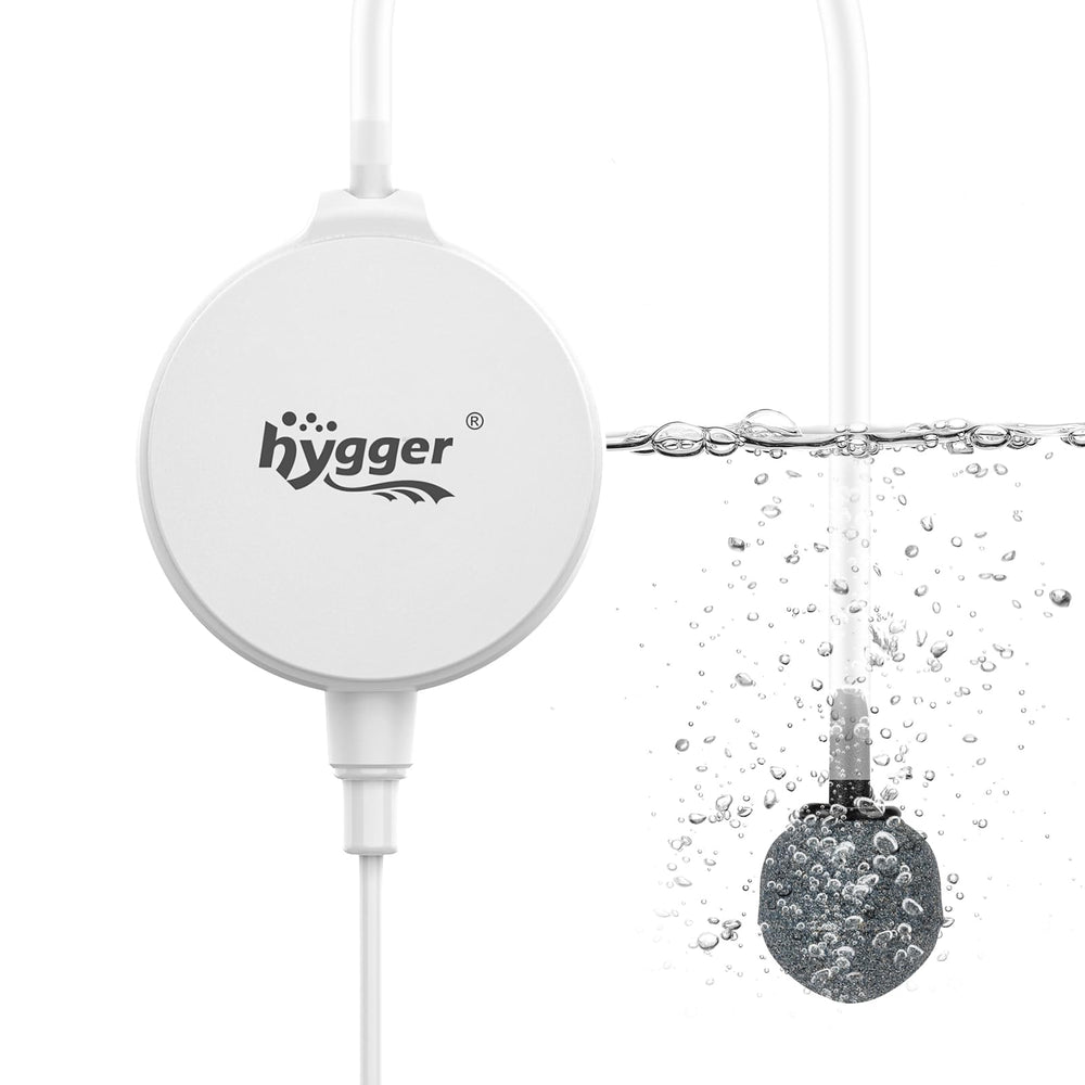 hygger mini air pump on tank delivers quiet oxygenation for small aquariums