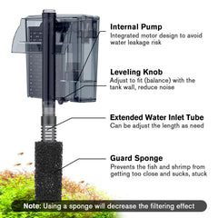 Hygger mini waterfall return provides gentle aeration and circulation.