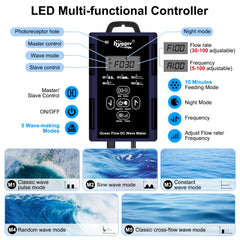 Hygger controller panel enables easy mode selection and precise flow control.
