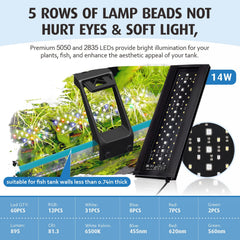 Hygger moonlight color range provides soft nocturnal illumination for aquariums.