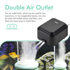 hygger Quiet air pump dual outlets enabling balanced aeration in larger tanks
