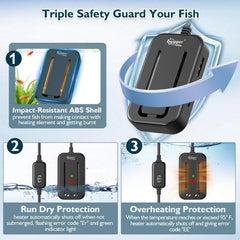 Hygger submersible heater in-tank delivers steady warmth for freshwater aquariums.