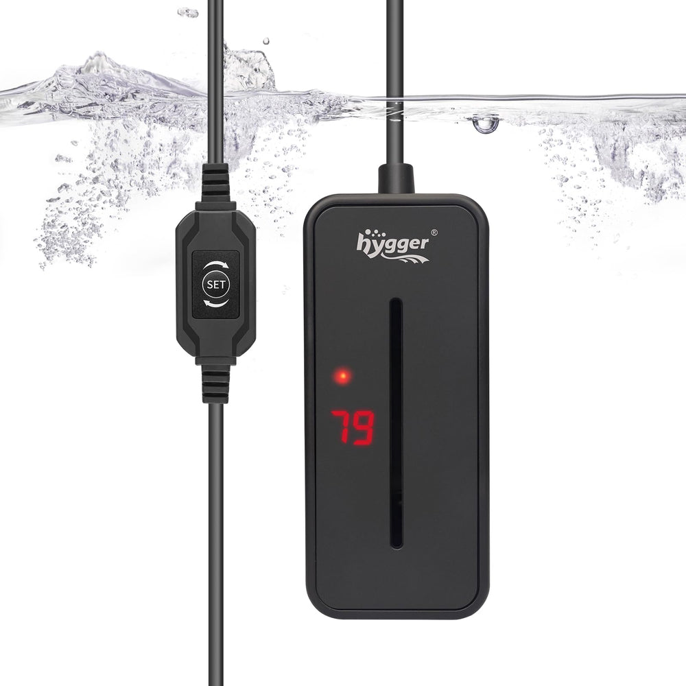 hygger small submersible heater compact design hides behind décor in 5-10 gallon tanks