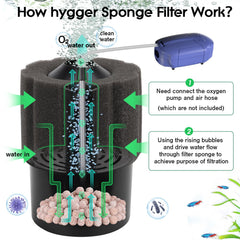 Hygger sponge filter biochemical-ball-chamber supports beneficial bacteria growth